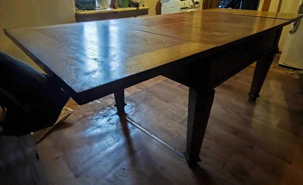 Stół drewniany dębowy antyk przedwojenny rozkładany