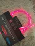 Nowy micro USB Light up cable przewód różowy świecący