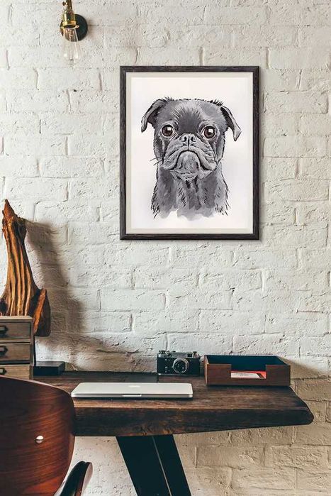 Mops - portret mopsa, obraz psa, rysunek mopsa