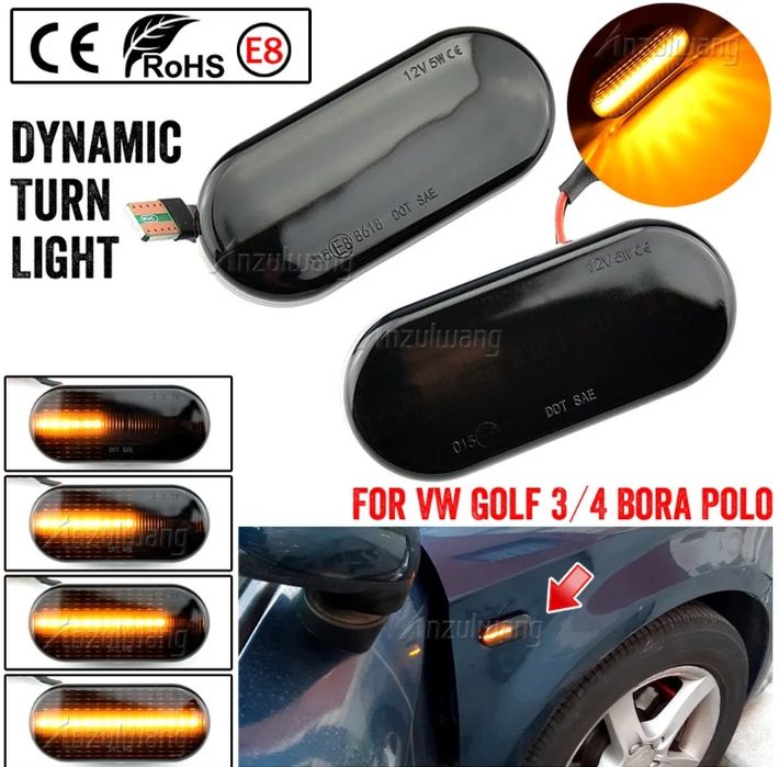 Динамічні LED повторювачі повороти VW Golf 3 Golf4 Passat Polo Sharan