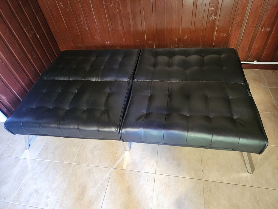Sofa rozkładana dla 3 osób Ekoskóra Czarny