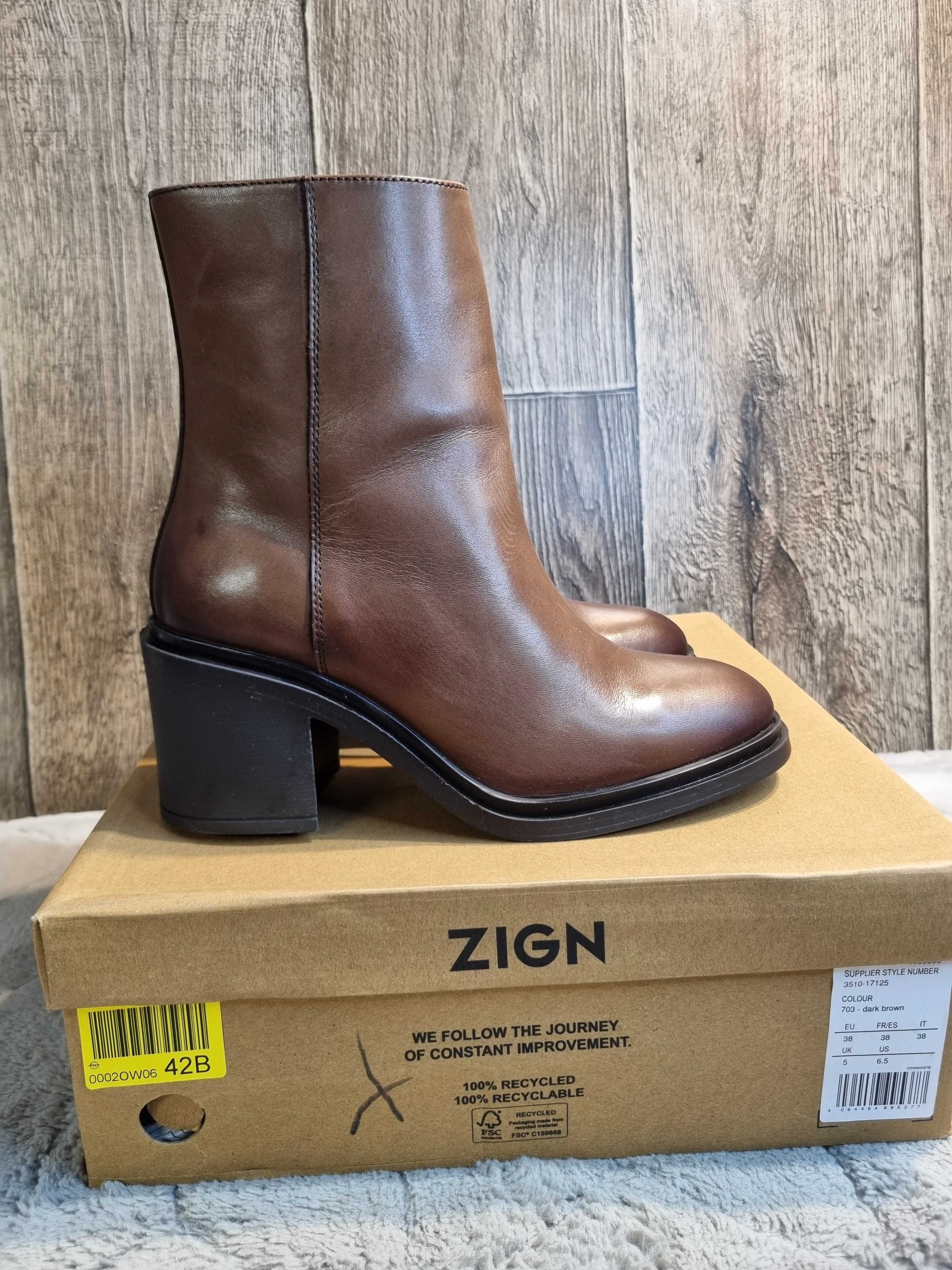 Brązowe botki Zign, 38