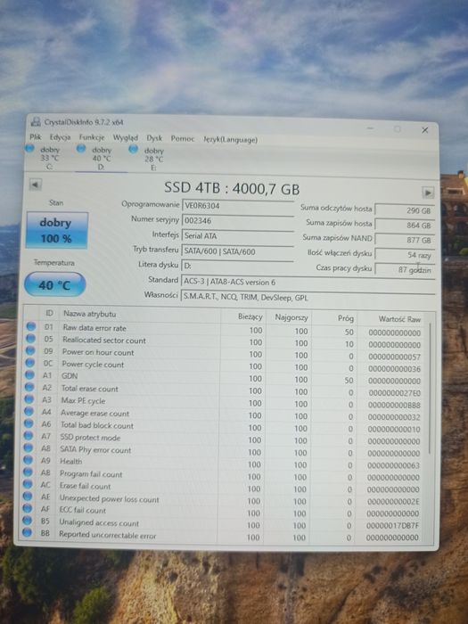 Dysk SSD 4TB (jak nowy)