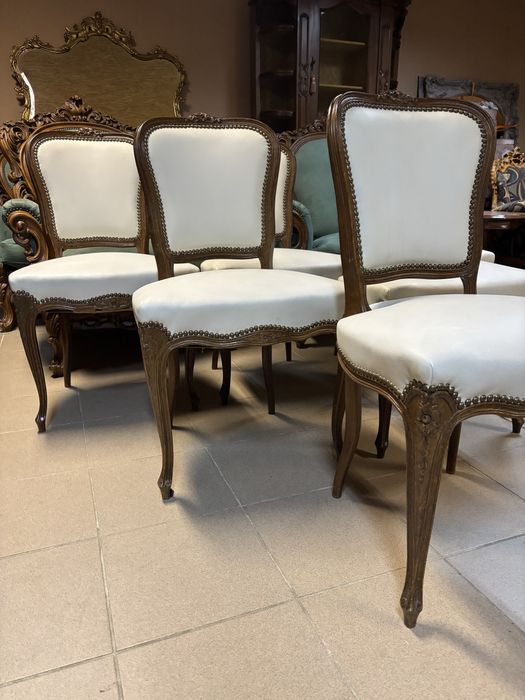 Krzesła Stylowe Skóra Nowa Tapicerka Ludwik 6 sztuk Zestaw Komplet