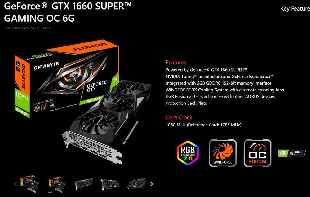 Gigabyte GTX 1660 SUPER™ GAMING OC 6G
