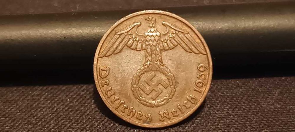 Niemcy III Rzesza 1 Reich-fennig Swastyka 1939,J.Rzadkie, Stan