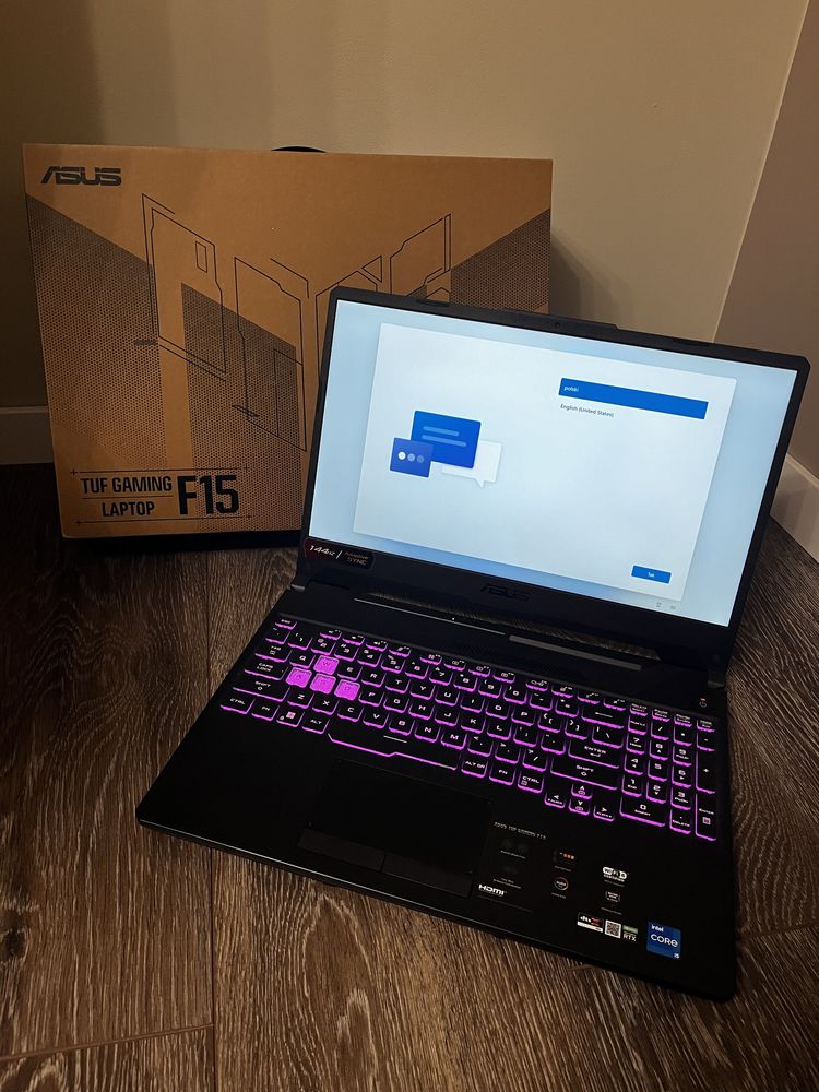 ASUS TUF Gaming F15, i5-11400H, RTX 3050 + 4 miesiące GWARANCJI