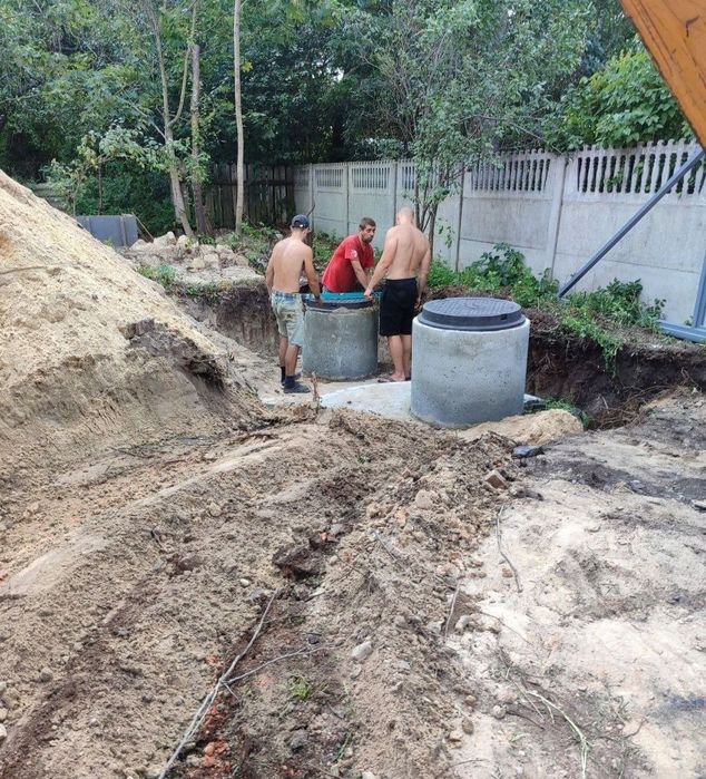 Септик з бетонних кілець, каналізація, яма монтаж 3.5/6/8/10/12/25 куб