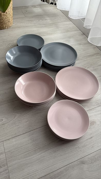 Zastawa stołowa szara FÄRGKLAR IKEA