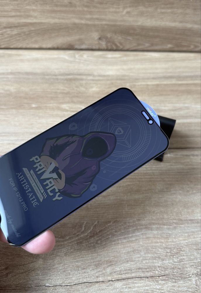Антишпигун скло iphone 12, 12 pro. Скло антишпигун