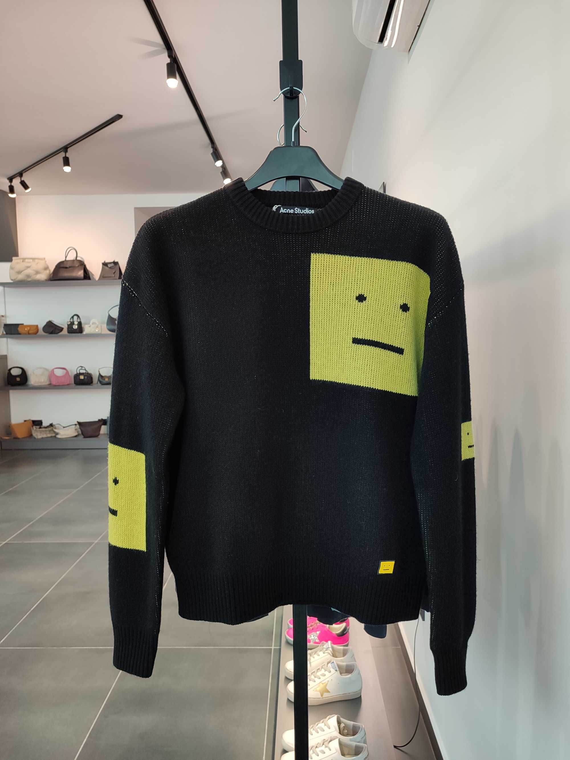 Светр Acne Studios Animation Pop Face Crewneck Sweater Black Yellow