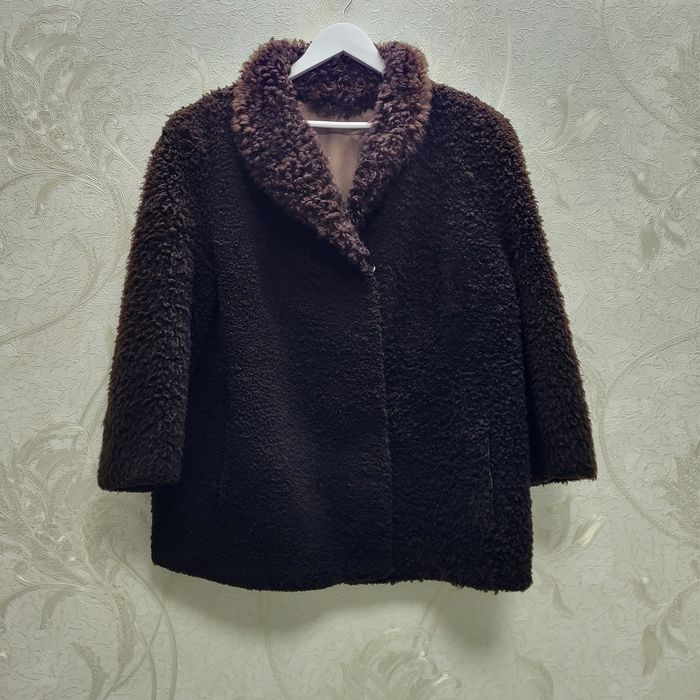 Короткая теплая женская натуральная шуба овчина полушубок Тедди L XL