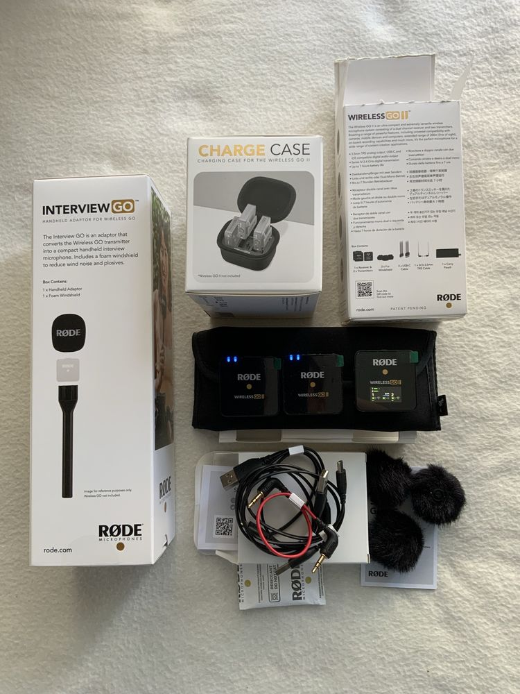 Rode Wireles GO II + Interview GO + Charger case - orginalny nowy set