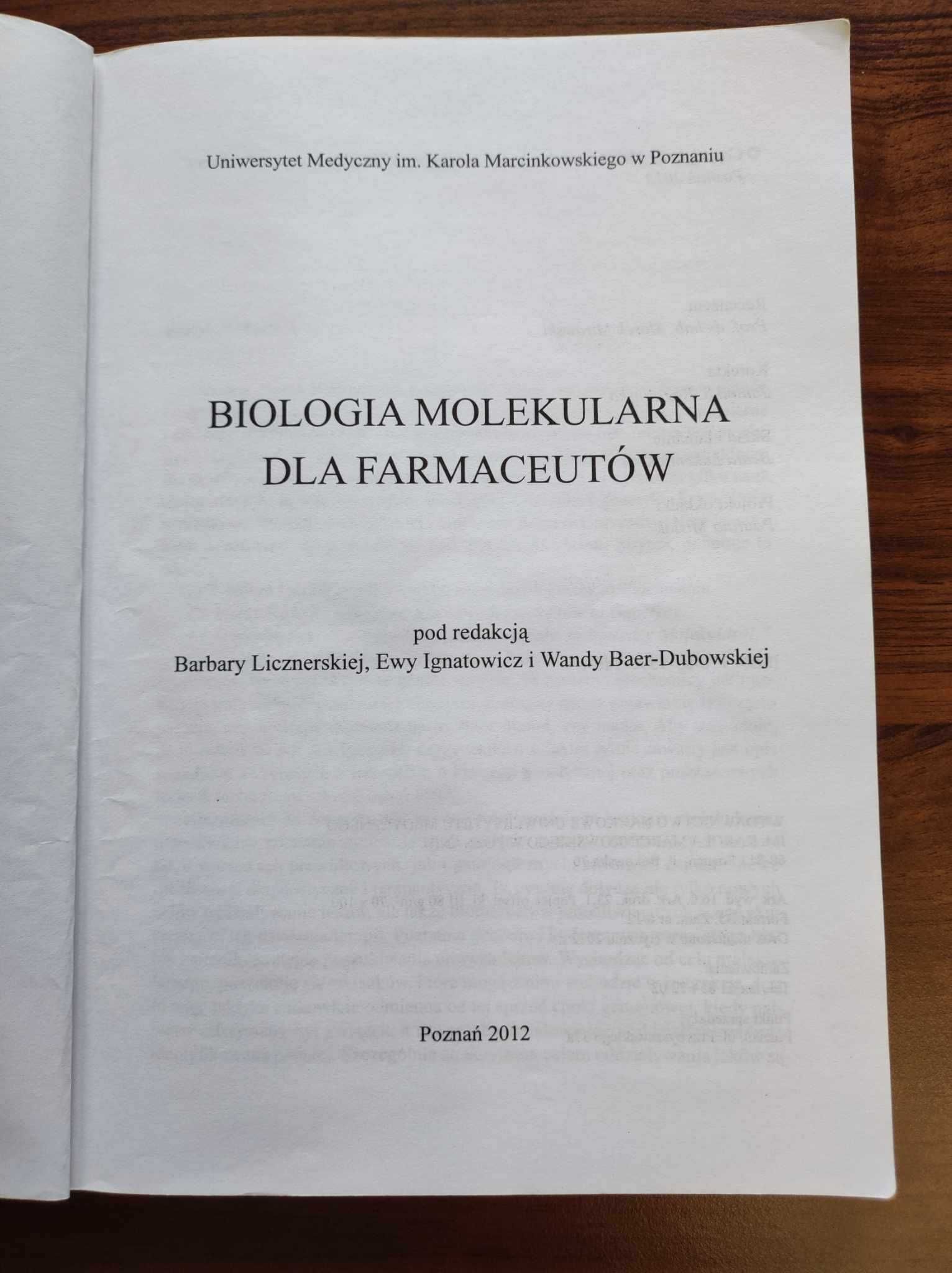 Książka Biologia Molekularna dla Farmaceutów