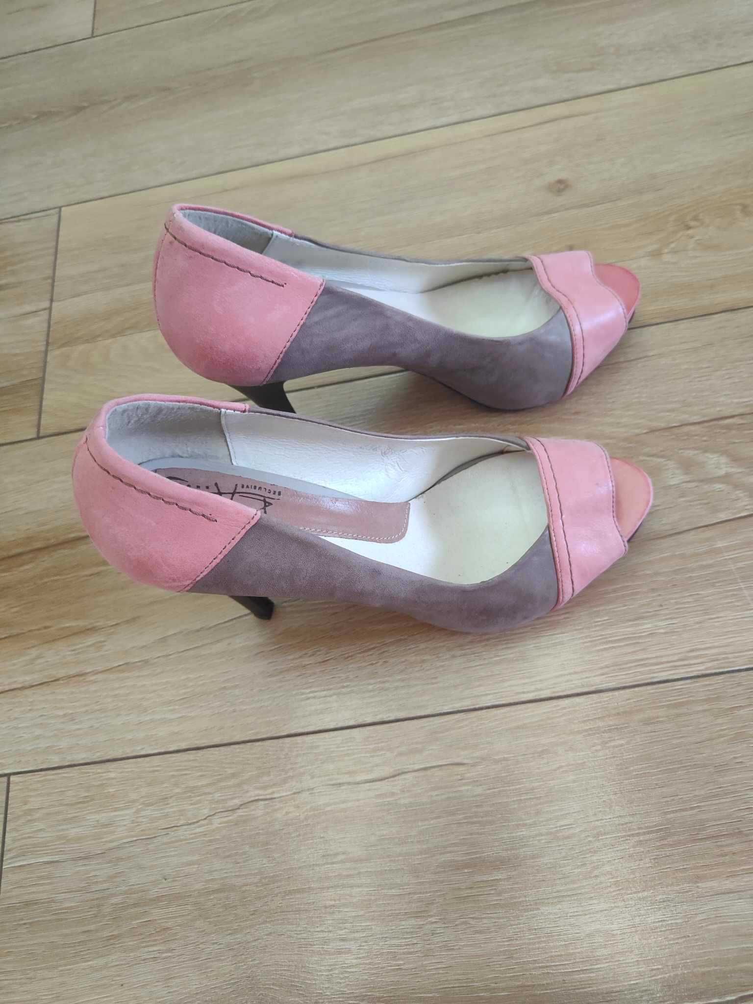 Czółenka różowe rozmiar 39 buty na obcasie bez palców  Kati