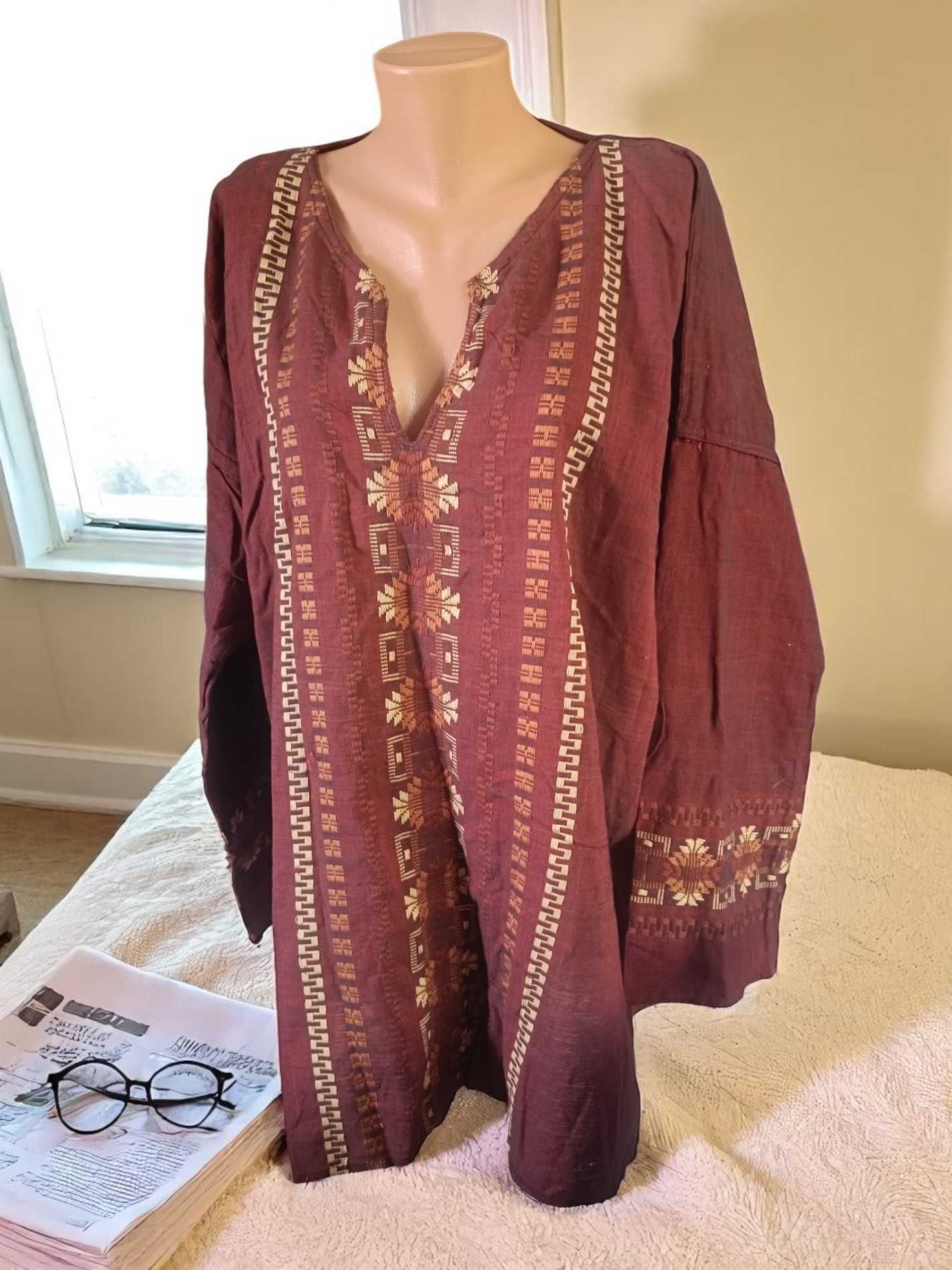Piękna koszula-tunika-narzuta w stylu boho vintage z metki 4XL