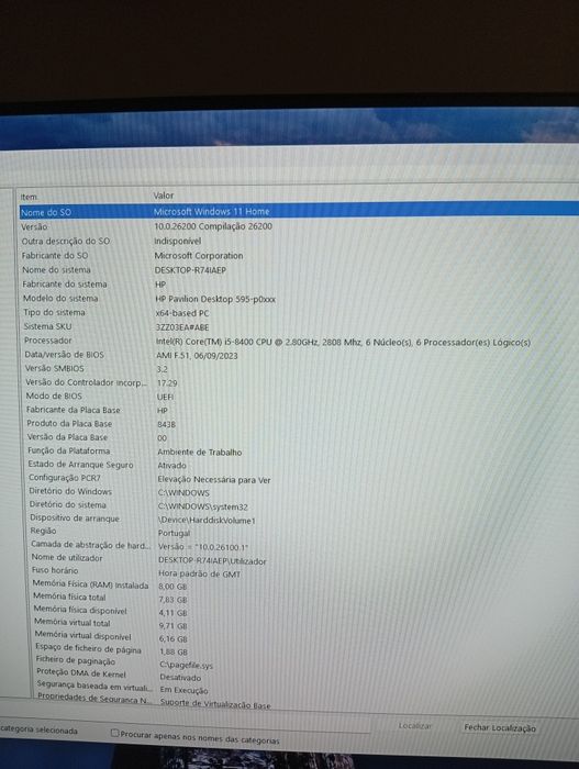 HP Pavilion 595-p01ns MT I5-8400
Computador HP com pequenas
