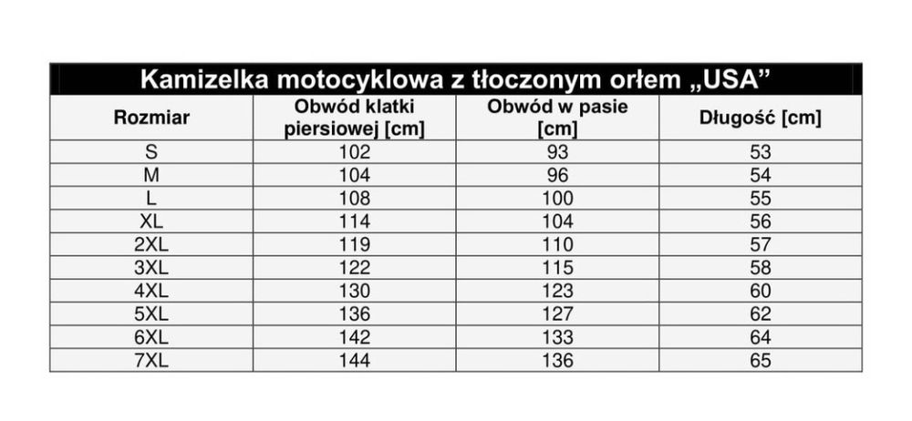 Kamizelka z orłem USA różne rozmiary ! od małych do dużych !