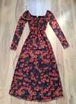 Topshop długa czerwona czarna sukienka w kwiaty maxi romantyczna boho