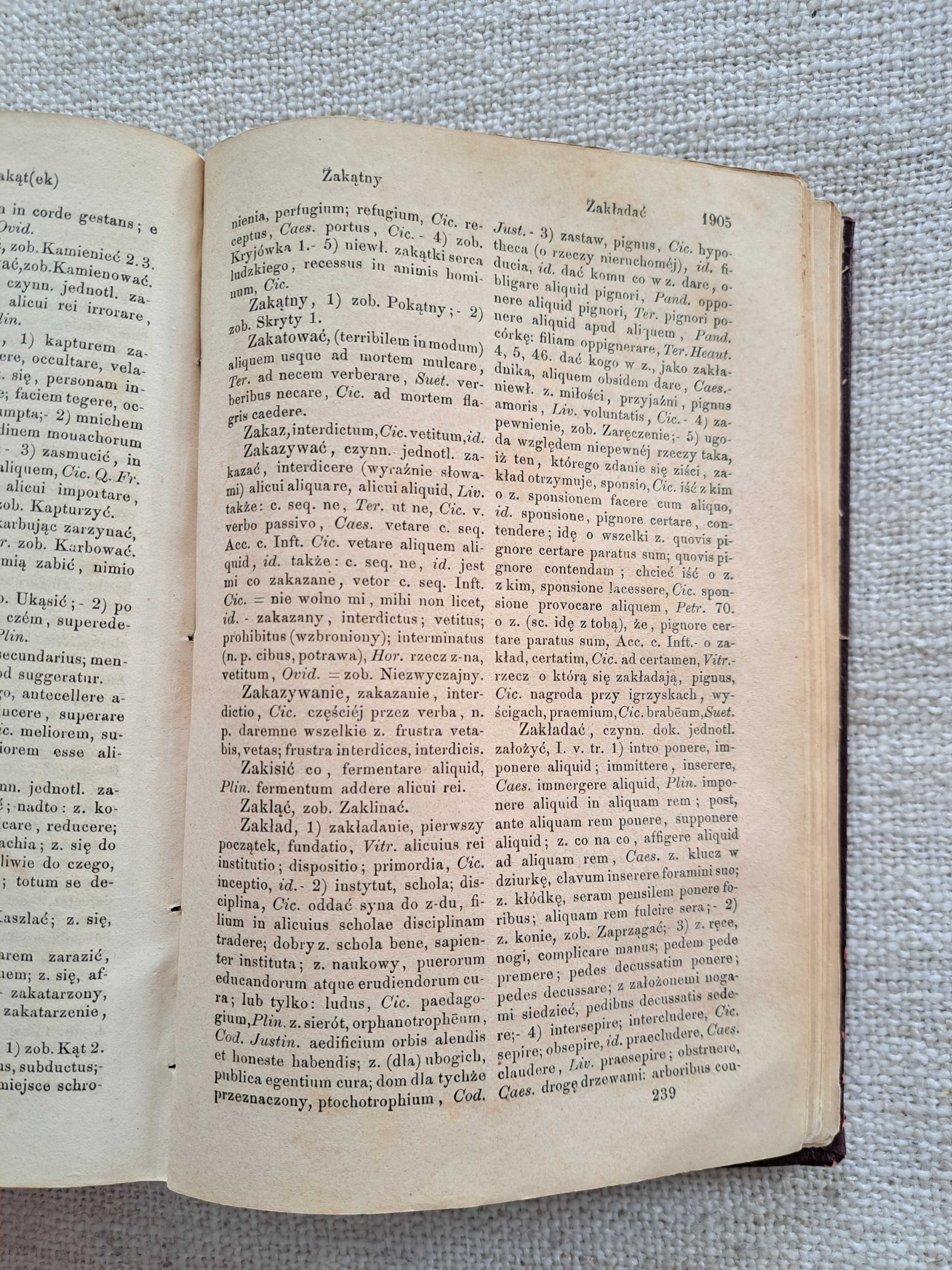 1866 rok. Słownik Polsko - Łaciński. Ks. Antoni Bielikowicz
