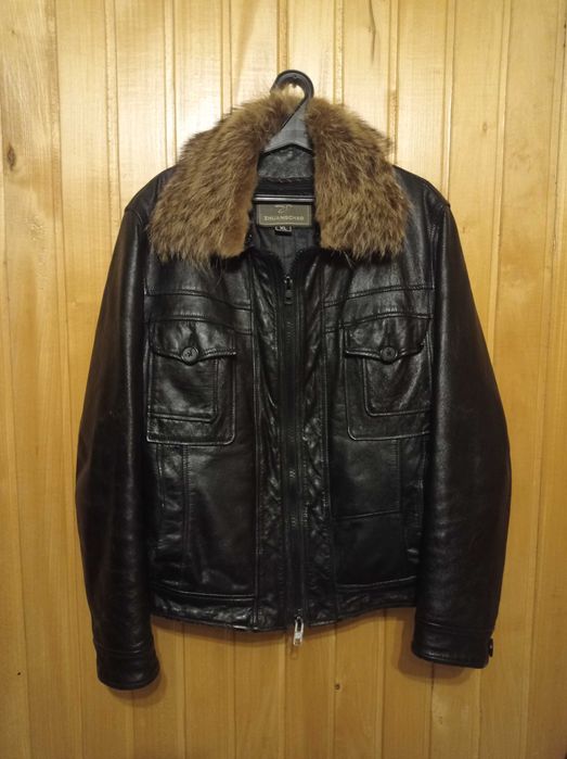 Зимня кожана куртка чоловіча осінь/зима 50 розмір