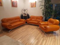 Wypoczynek skóra sofa 3-osobowa + sofa 2-osobowa + fotel, 3+2+1