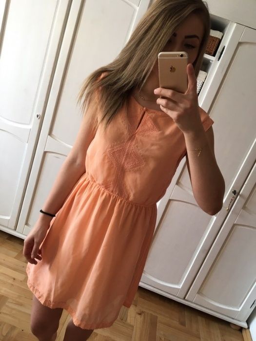 Dziewczęca nenowa sukienka orange pomarańcz 36 s