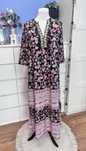 Wiskozowa  retro sukienka  vintage boho kwiaty maxi orient frędzle