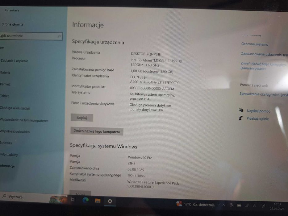 Tablet Lenovo ThinkPad 10 Intel Atom Z3795 4GB 64GB Windows 10