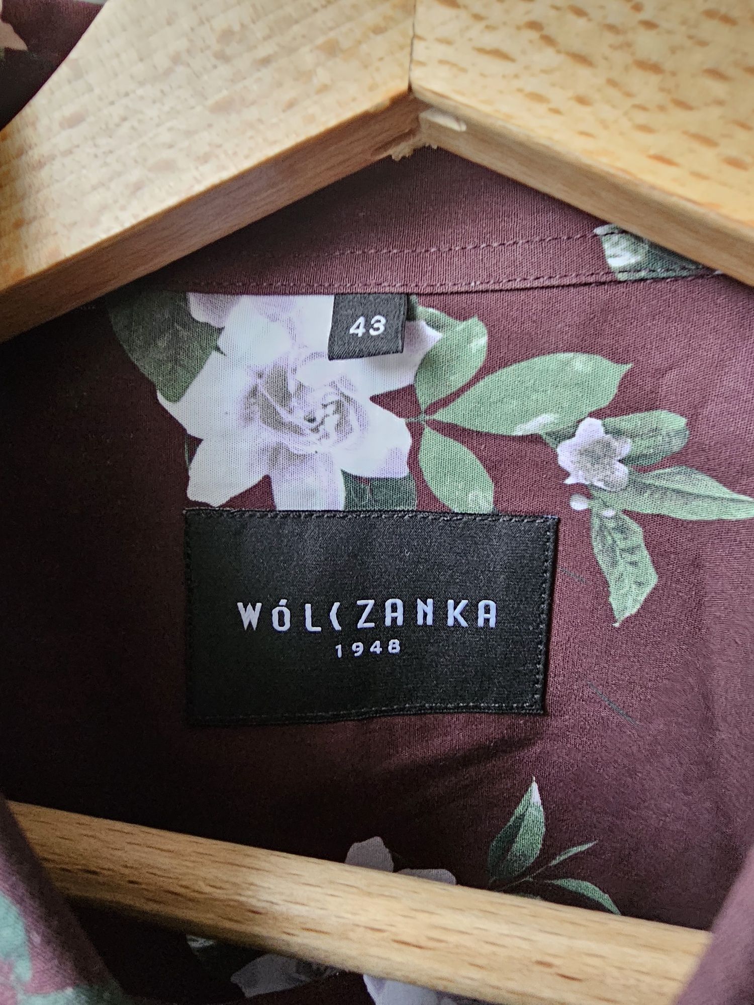 Koszula męska burgundowa wzorzysta w kwiaty Wólczanka nowa z metką 43