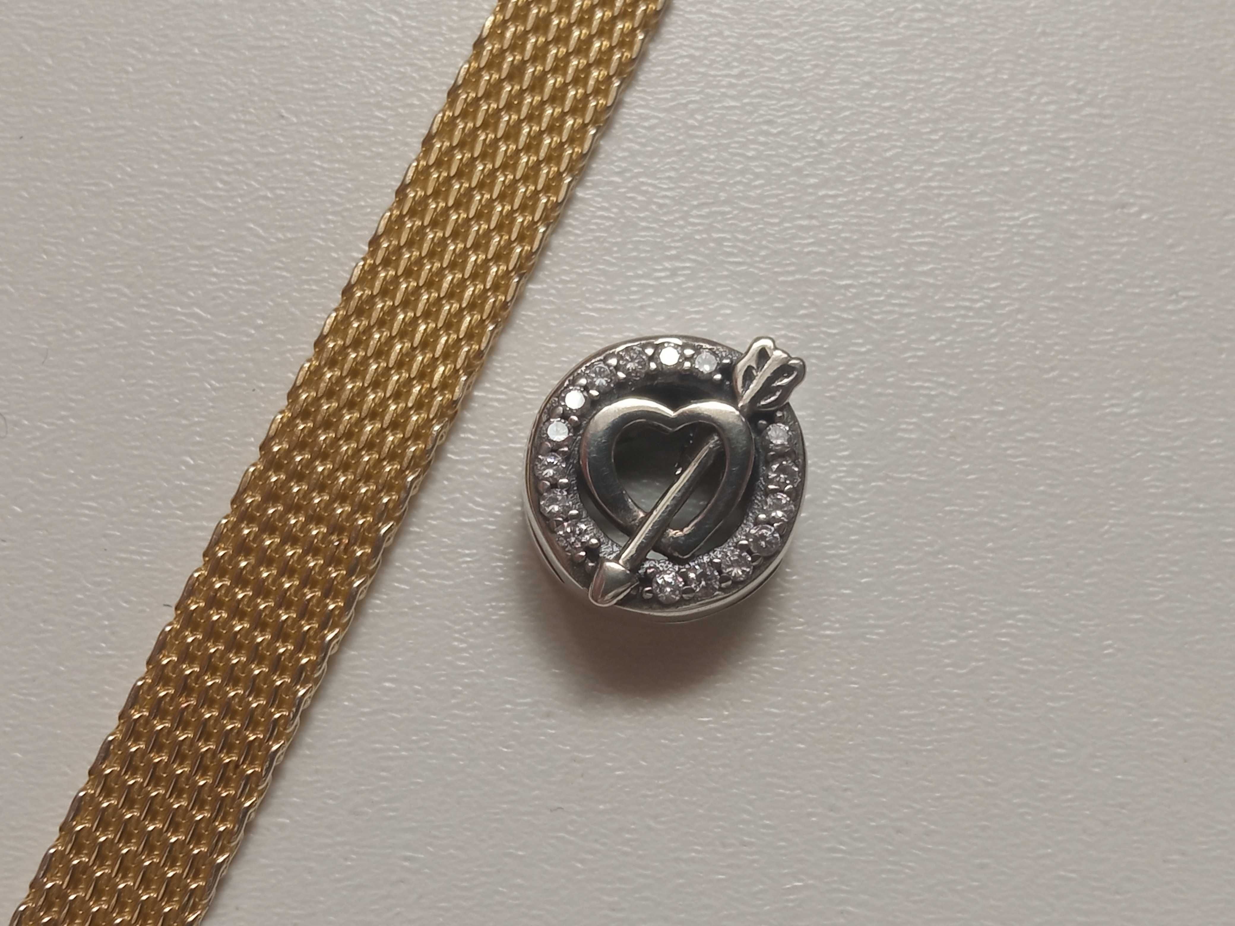 Zawieszka Płaski Charms serce strzała amora Srebrny Srebro 925