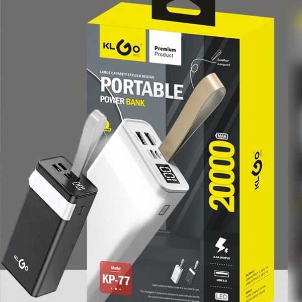 Портативная батарея Power Bank 20000mAh 2x USB-A KLGO KP 77