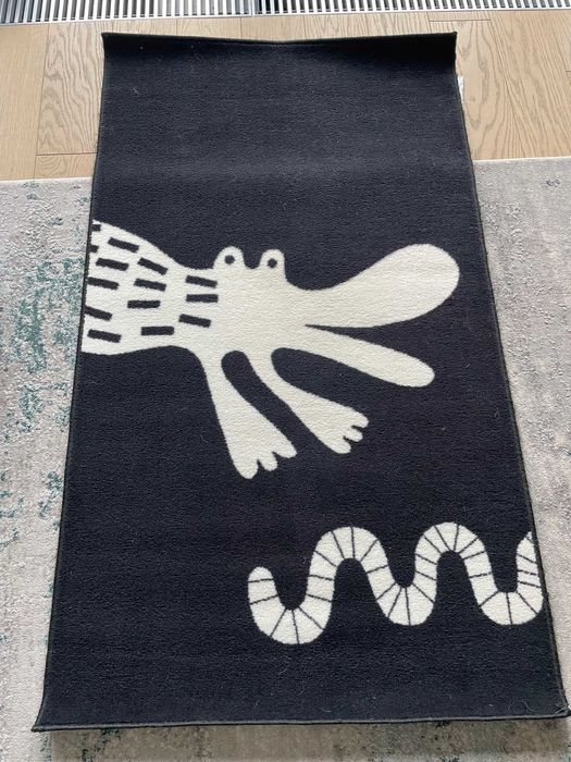 Dywan, dywanik, chodnik 80x140 cm podgumowany IKEA czarno-biały BDB