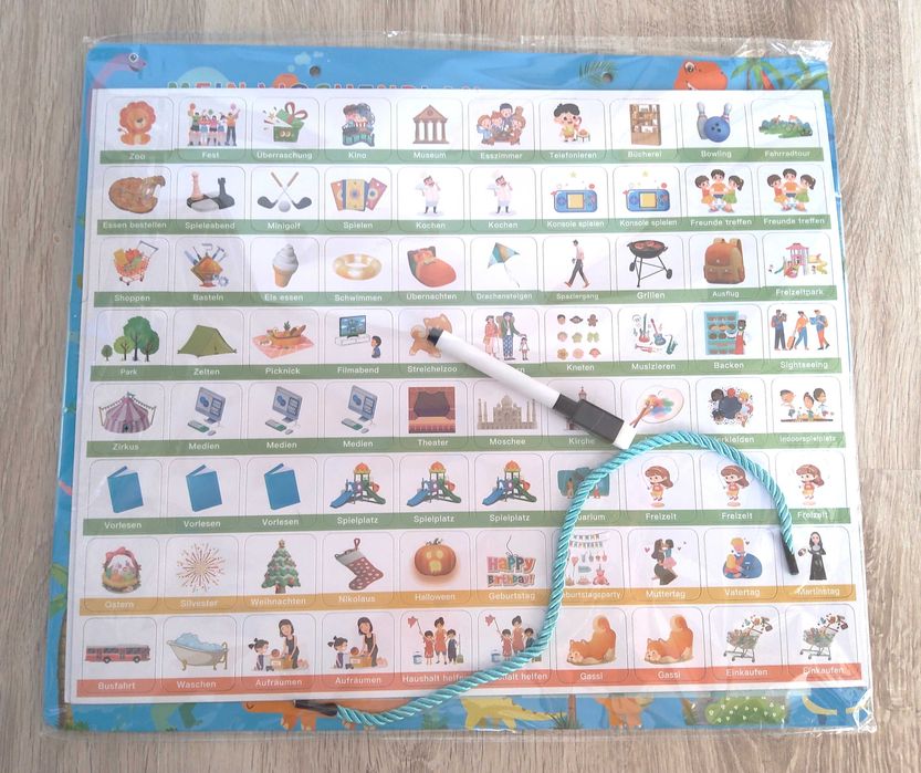 Planer kalendarz tygodniowy Tablica magnetyczna Montessori j. niem.