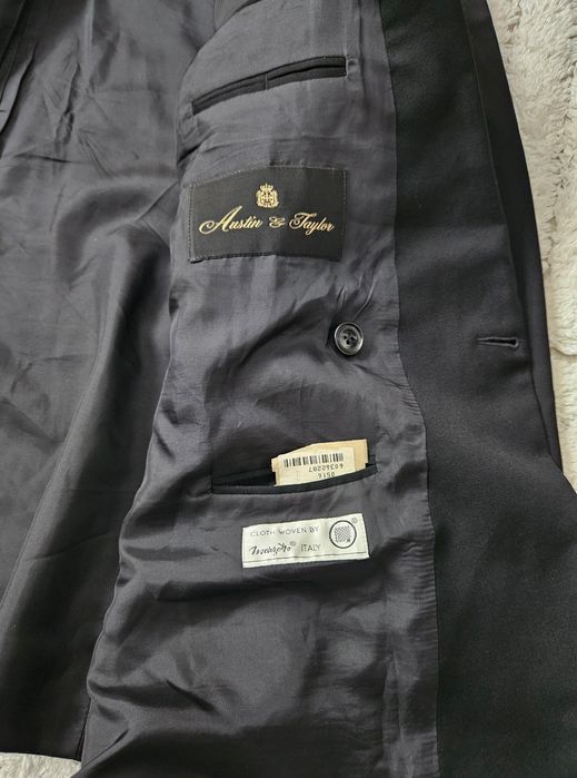 Czarna męska wełniana marynarka smokingowa Austin & Taylor 58