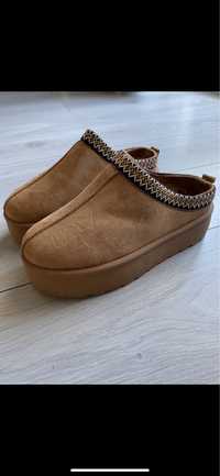 Kapcie śniegowce camel karmel czekolada slip-on ocieplane bloggerki