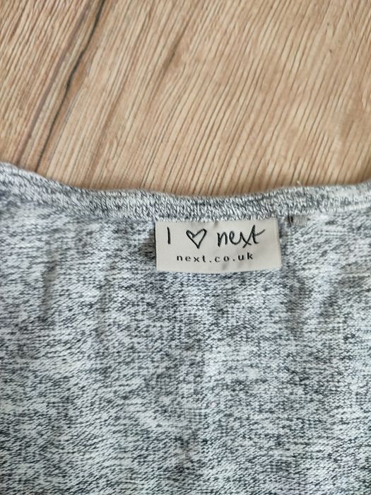 80 next sweterek luźny tunika do sukienki melanż czarny szary blezer