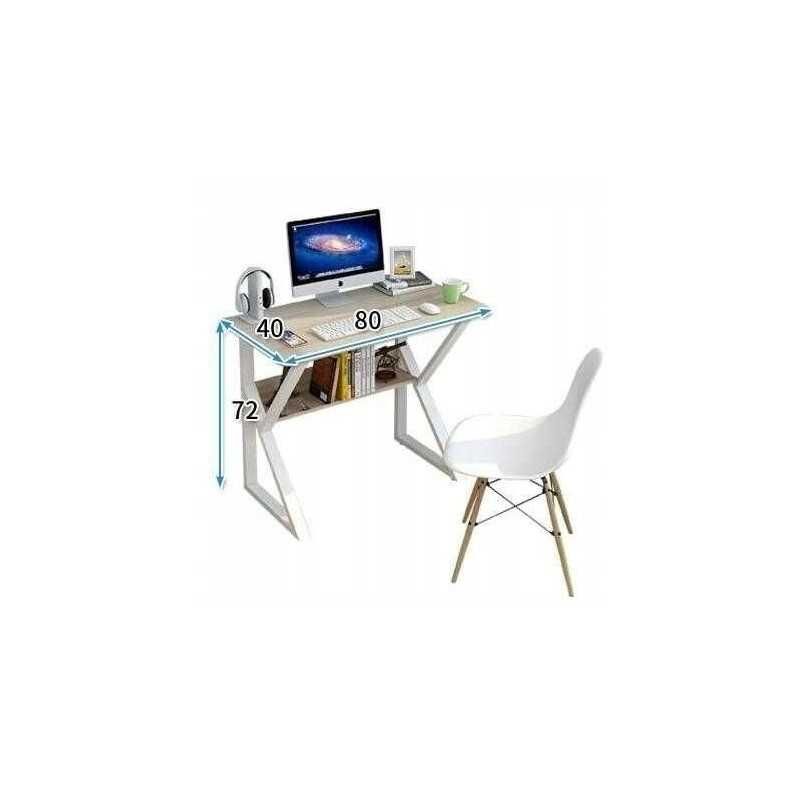 Biurko komputerowe 80x40 białe czarne drewno stolik pod laptop desk
