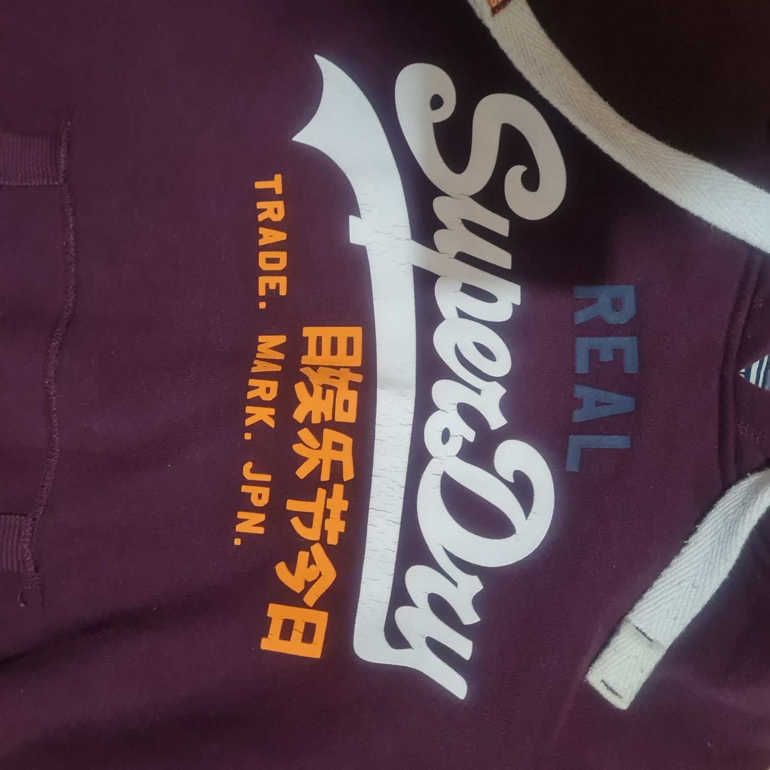 Superdry bluza kangurka XS S bordowa z kapturem super dry