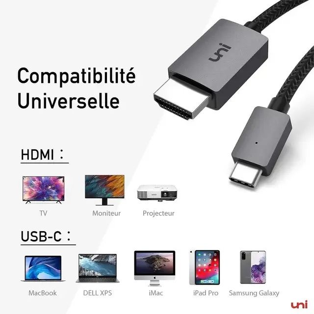 Кабель Uni USB-C to HDMI 4K 60Hz 1.8 м