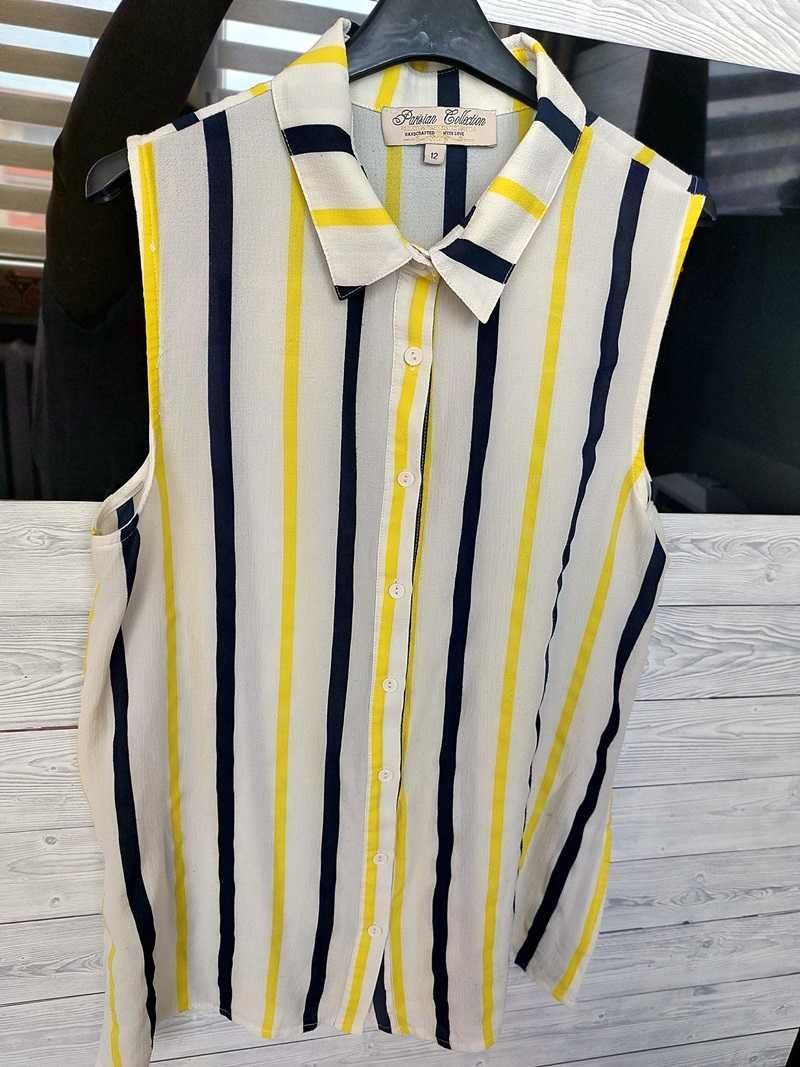 koszula, bluzka w paski bez rękawów 38 M, L Parisian Collection