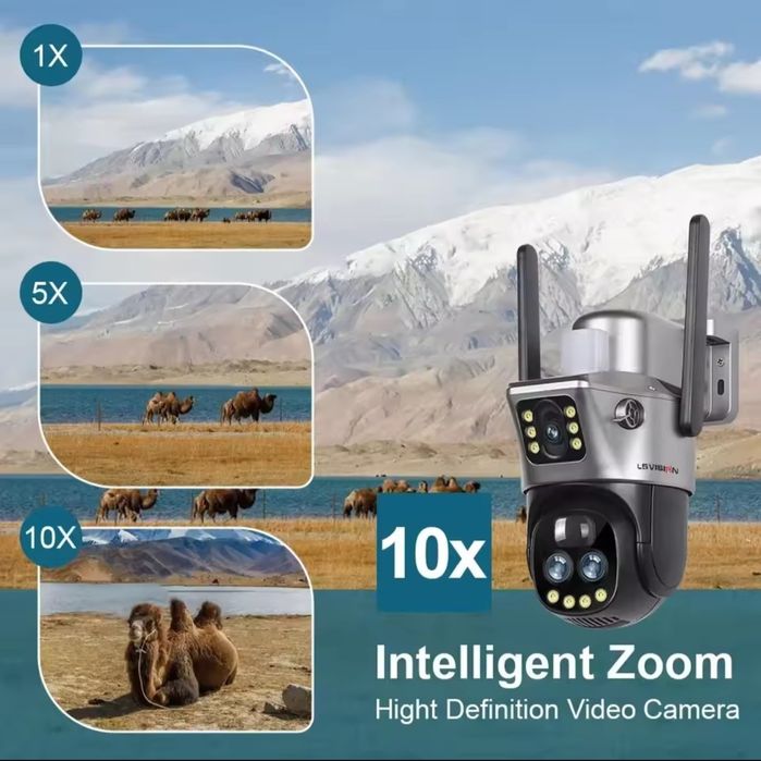 Camera Wi-Fi Solar | 3 Lentes 12Mp 10x Zoom Óptico | CCTV  Segurança