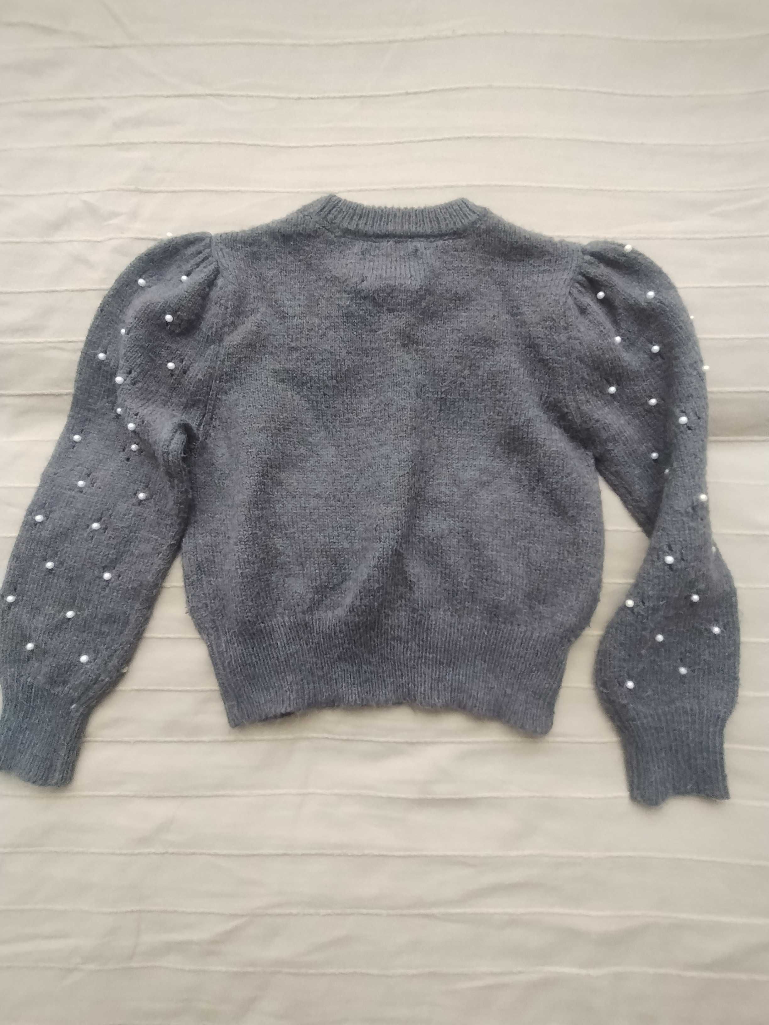 Zara rozm 140 sweter dziewczęcy perełki