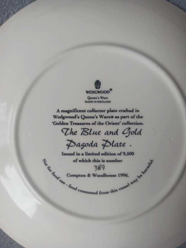 Wedgwood ltd edition The blue and gold pagoda talerz porcelana