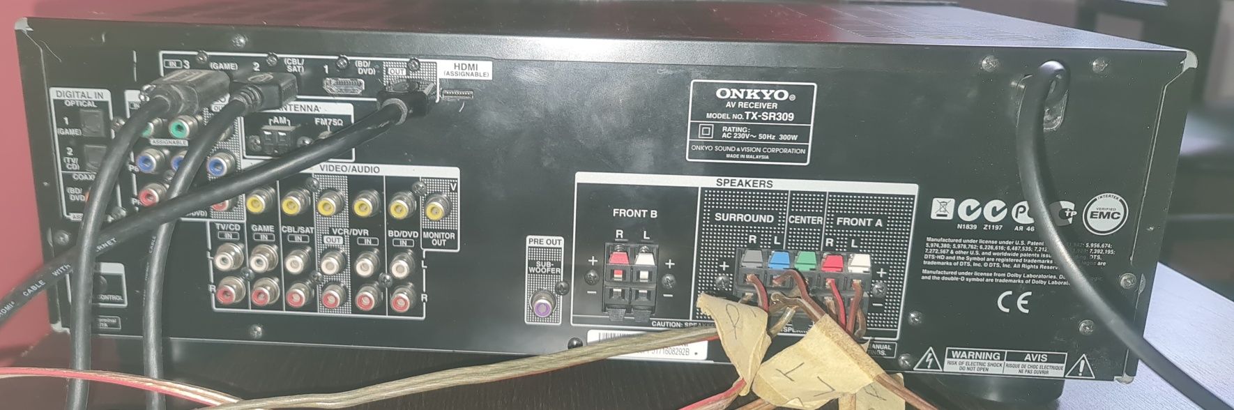 Amplituner Onkyo TX - SR 309 brak dźwięku