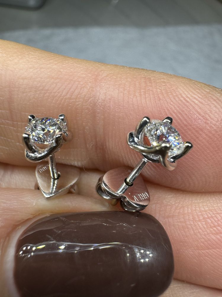 Золотые серьги 1 ct пусеты бренд Brev 750