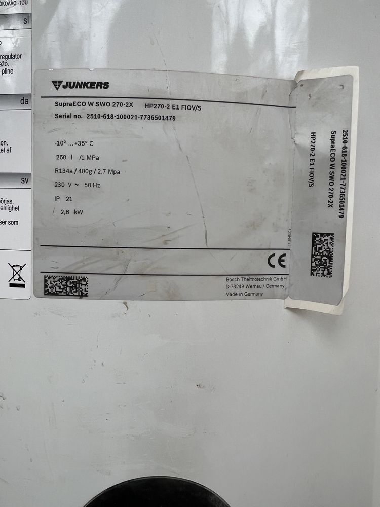 Pompa ciepła Junkers Supraeco W SWO 270-2X bojler wymiennik cwu