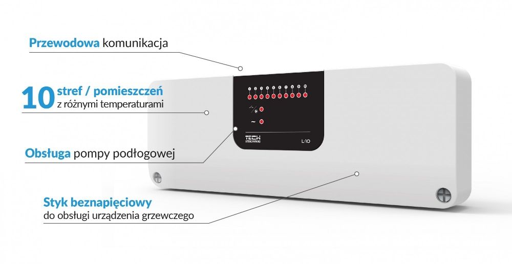 Sterownik listwa przewodowa L-10 TECH sterowanie ogrzewanie podłogowe