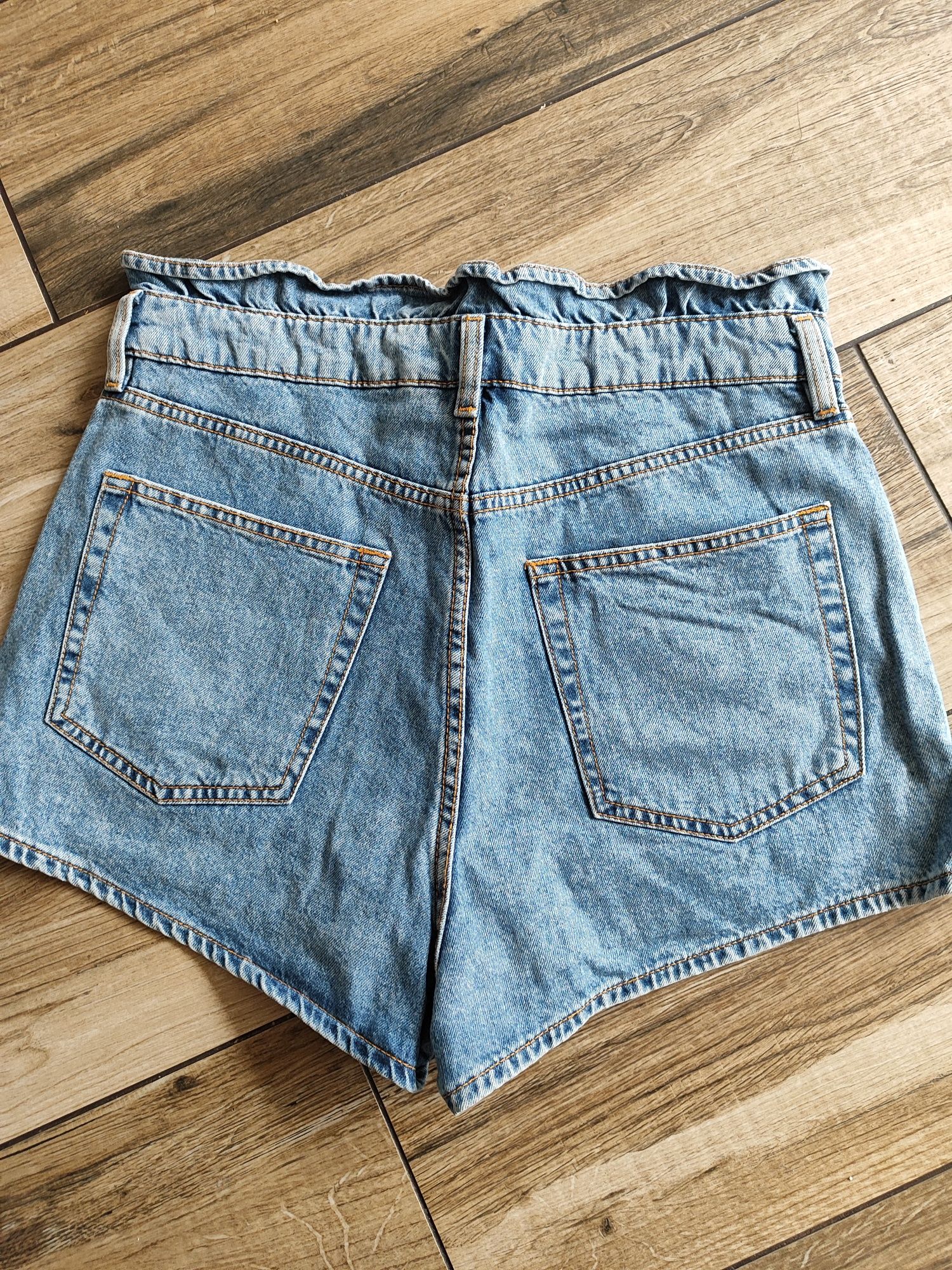 Spodenki szorty jeansowe dżinsowe wysoki stan falbanki kieszenie H&M 4