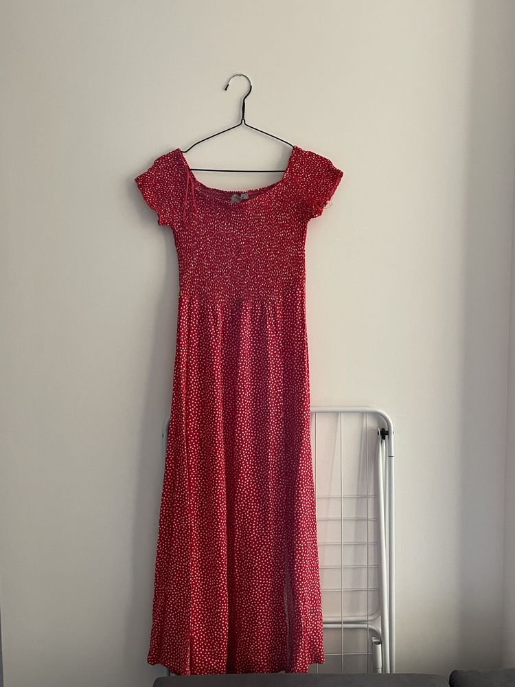 Sukienka z rozcięciem midi z wiskozy długa rozmiar M